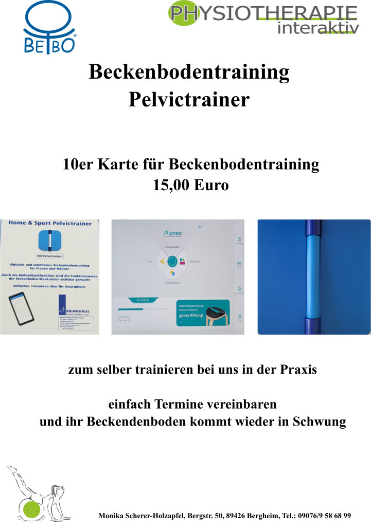 Beckenboden Training für Frauen Termine